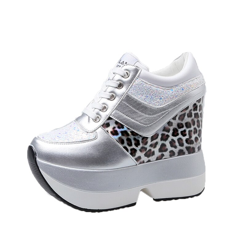 Fujin-zapatos informales de plataforma alta para Mujer, zapatillas Deportivas de suela gruesa con aumento de altura,: Blanco / 5,5