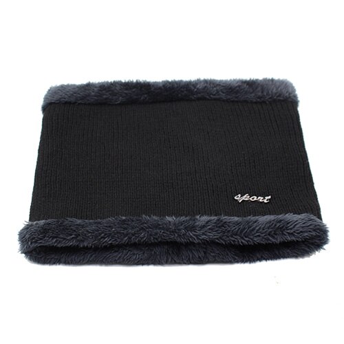 AETRUE Winter Männer Schal Ring Gestrickte Schals Für Männer Frauen Nacken Snood Kette Verdickt Wolle Kragen Warme Weiche Schals: Schwarz