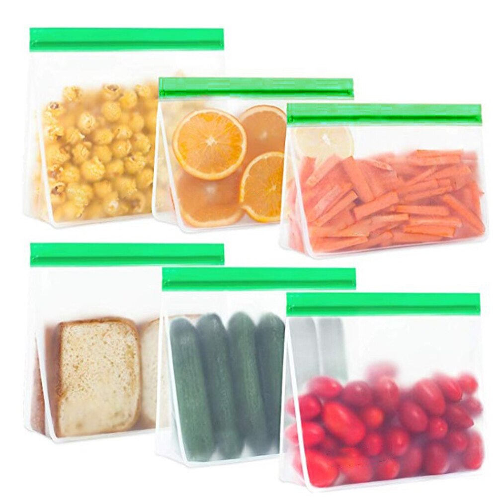 Reusable Food Bag Zero Waste PEVA Sealing Bags Snack Vegetable Fruits Sandwich Bag Friedge Kitchen Fresh Food Storage Container