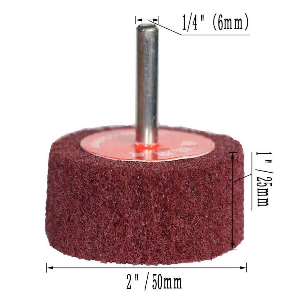 2 " 50mm 4 stk industriell skuresvamp slipehode nylonfiber polering poleringsskive non-woven for drill med 1/4 " skaft 6mm