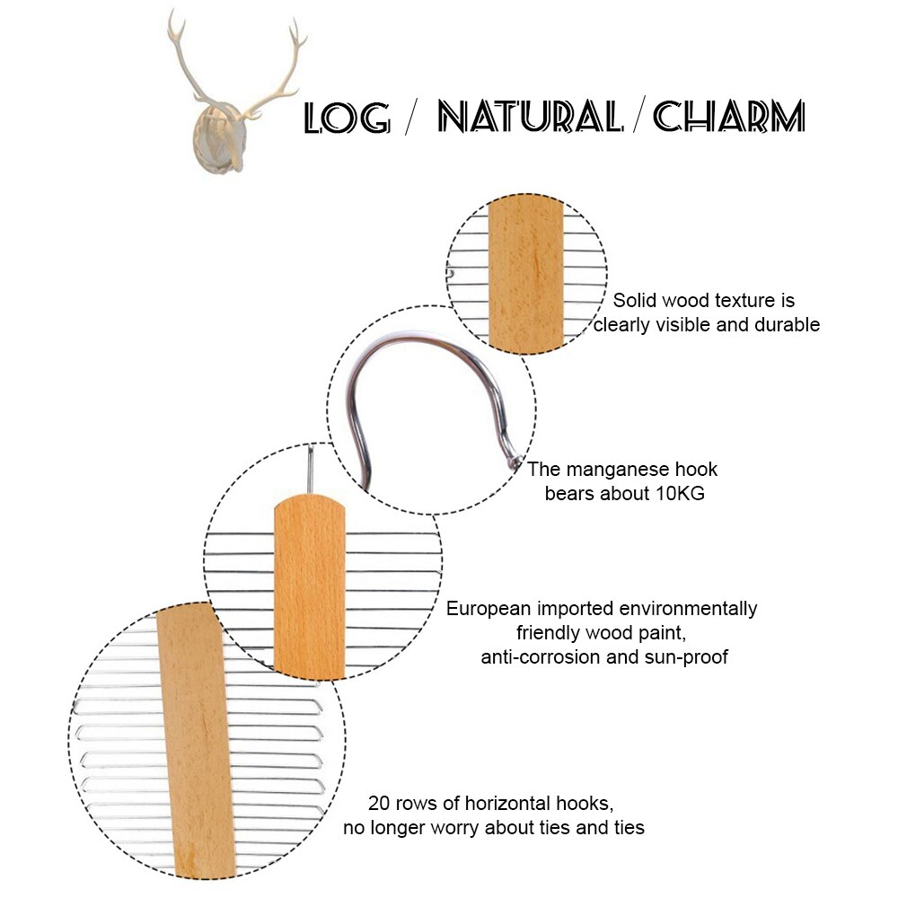 Porte-écharpe en bois multifonctionnel, porte-cravate, porte-châle pour pantalons, porte-châle, pour l'organisation de la garde-robe et des placards