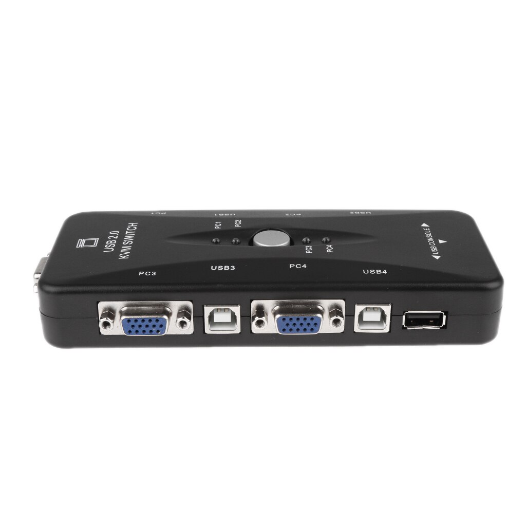 USB 2.0 KVM Switch Box Connects Printer Keyboard Mouse 4 Computers Use