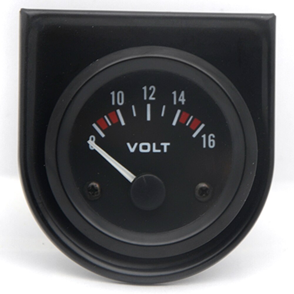 2 " 52mm sort vandtemp / olietemp / oliepresse psi / oliepresse kg / volt / amperemeter / brændstofniveaumåler bilmåler med holder til holder til holder: Volt
