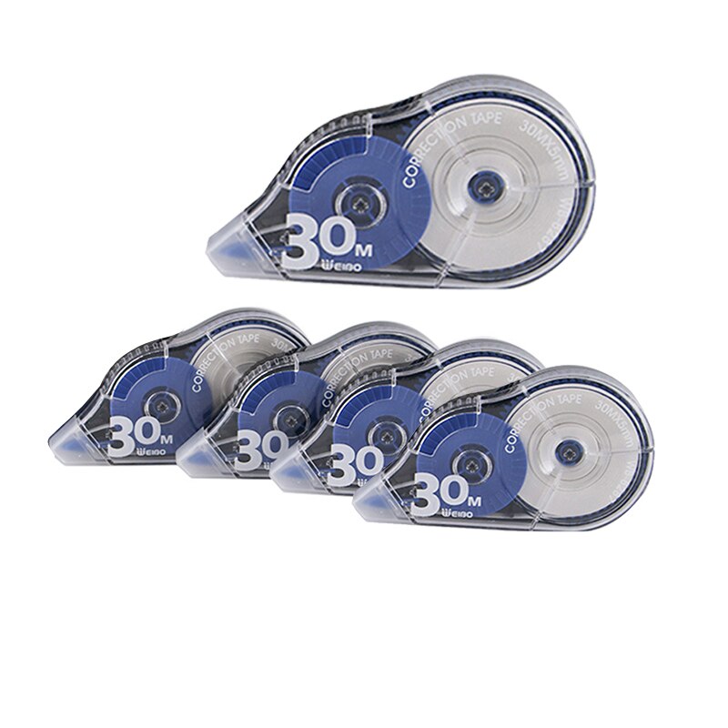5pcs Correct Correction Tape White Translucent Dispenser Shows How Much Tape is Remaining 30m UY8