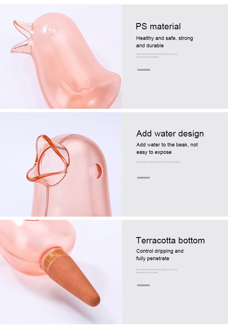 Sistema di irrigazione a goccia irrigazione irrigazione bollitore per fiori forma di uccello trasparente irrigazione pigra bottiglia per irrigatori domestici per interni