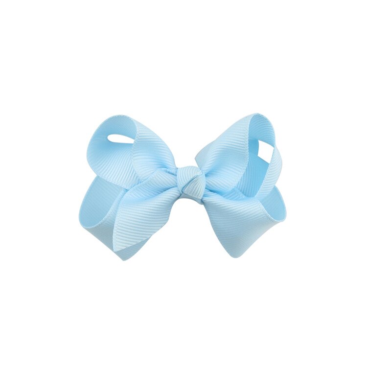Små hårrosetter med hårspännen för flickor barn mini boutique slät knut band rosett hårnål hår accessoarer band rosett: A10 himmelblå