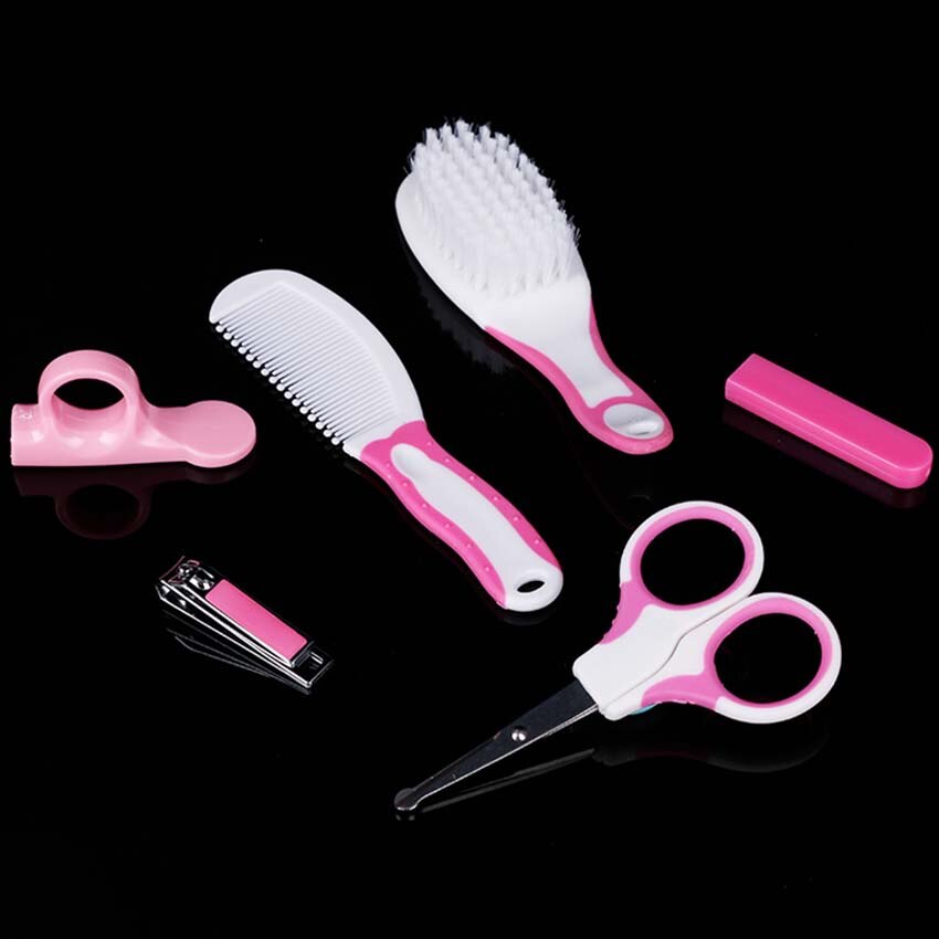 6pcs Newborn Nail Clipper Cutter Scissor Trimmer Healthcare Kit Kid Safety Manicure Grooming Hair Brush for Baby Health Care Set