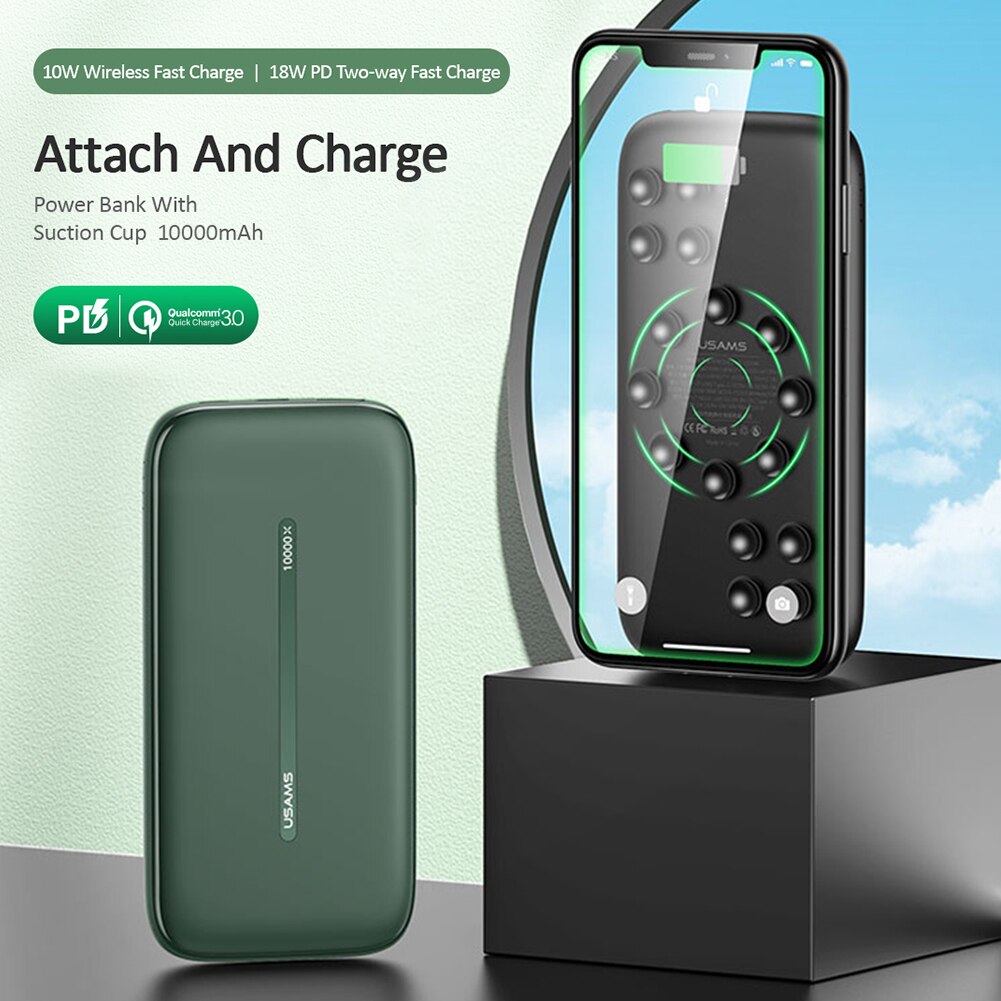 Wireless Charger Portable Suction Fast Charging Power Bank 10000mAh Quick Charging Wireless Charger Mobile Phone Accessories