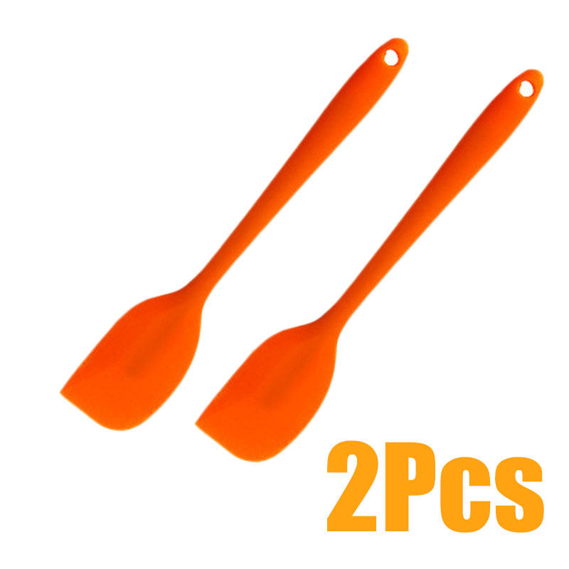 Silicone Kitchen Utensils Spatula Meat Egg Kitchen Scraper Pizza Cooking Tools Non-stick Shovel: Orange 2pcs