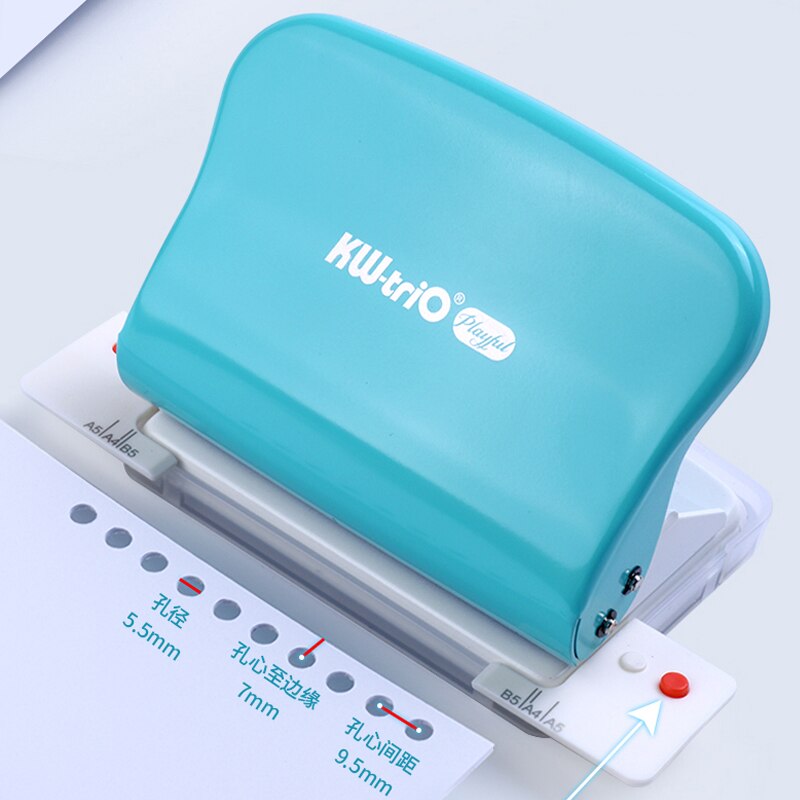 KW-trio 10-Hole Paper Punch Handheld Metal Hole Puncher Capacity 10sheet for A4 A5 B5 for Notebook Scrapbook Diary Binding 99H5