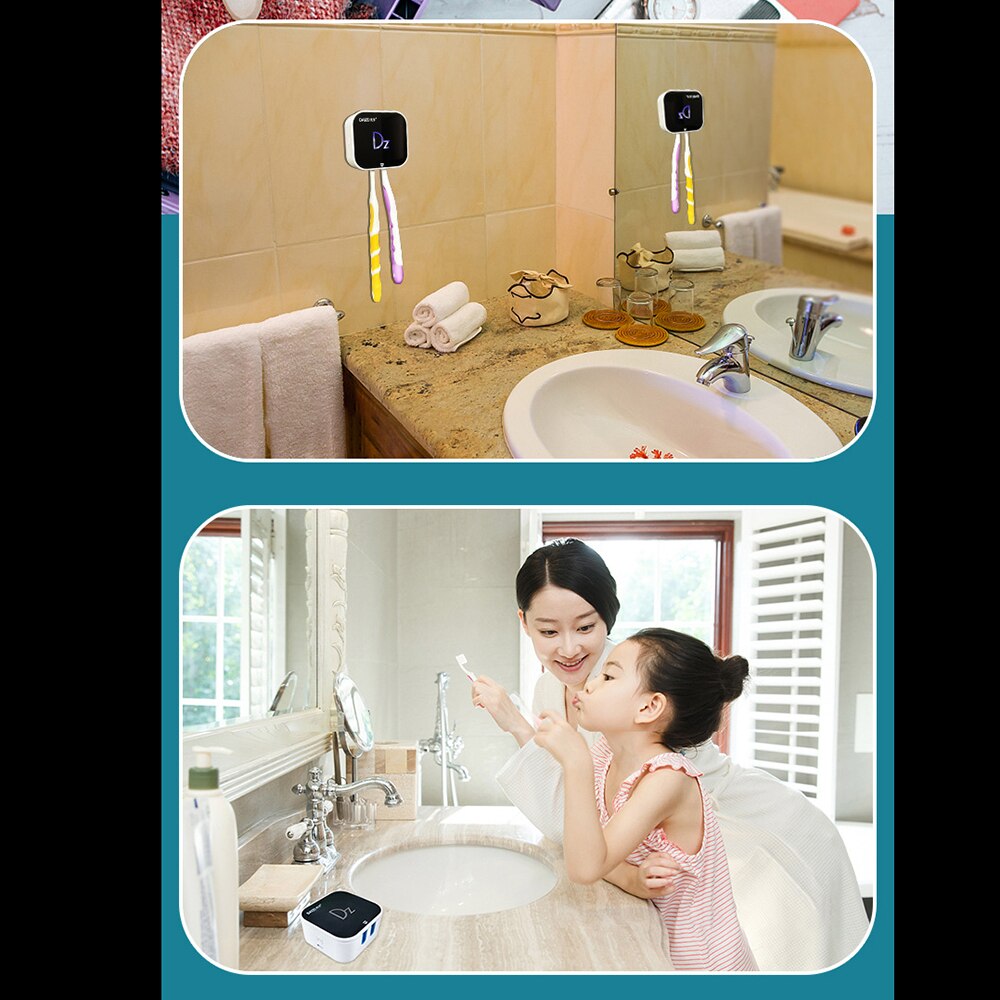Portable Ultraviolet Toothbrush Disinfection Box Punch-free Wall-mounted Smart Toothbrush Holder Toothbrush Sterilizer