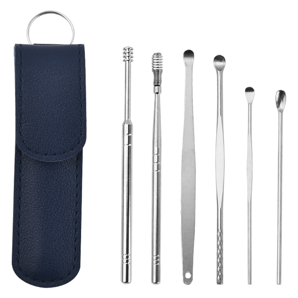 6 Piece Ear Cleaner Tool Stainless Steel Ear Wax Removal Kit Ear Cleaning Spoon Set Ears Tool Ear Pick Tool with Storage Box: Option 4