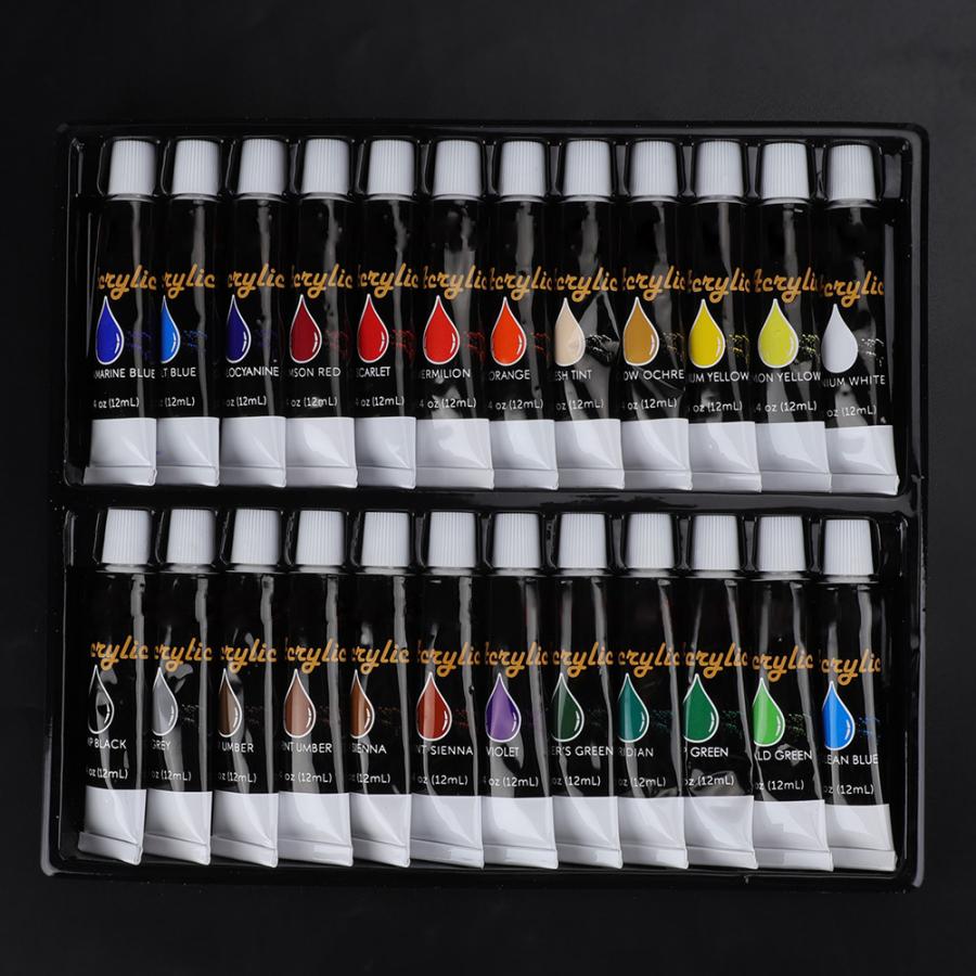 24 Colors 12ml Acrylic Pigment Acrylic Paints Set DIY Hand Painted Wall Paint Painting Drawing Colorful Paint Set