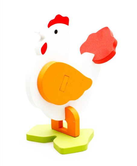 MWZ Cartoon zwierząt zabawki dla dzieci 3D puzzle drewniane puzzle dla dzieci nauka zabawki edukacyjne dla dzieci Handmade DIY zabawki: cock