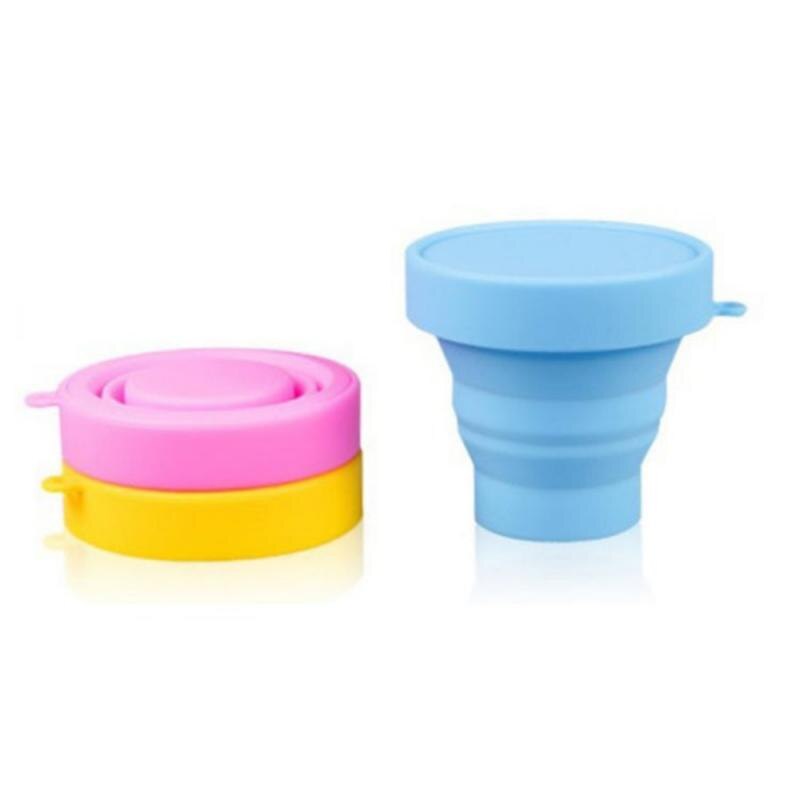 Silicone Portable Retractable Folding Cup with Lid Telescopic Collapsible Drinking Cup Travel Outdoor Camping Water Cup