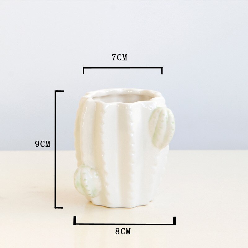 GeLive Sukkulenten-Blumentopf – Weiß, Keramik, Mit Kätzchen-Ornament, 11x11x12 Cm, Mit Ablaufloch