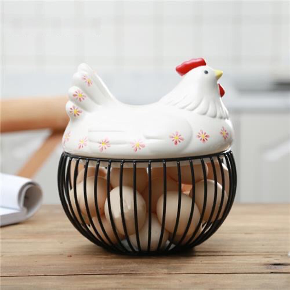 Egg Stand Ceramic Chicken Silk Egg Basket Fruit Basket Collection Ceramic Chicken Sprout Decoration Kitchen Storage: G