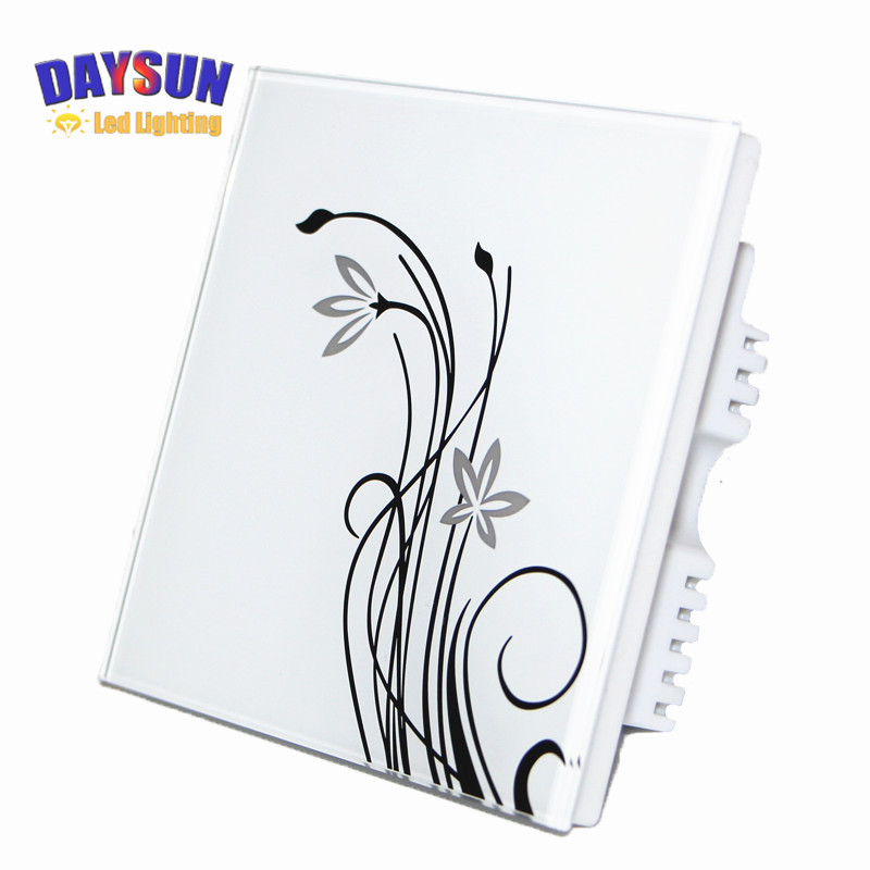 Touch Light Switch 2gang 2way AC110V-265V Smart Touching Switch Home Light Switch Luxury White/Black Crystal Glass Panel