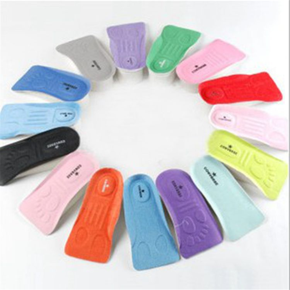 1 Pair Random Color Height Increase Shoes Insoles For Shoes Foam Rubber Taller Shoe Insert Concave Invisible Inner Shoe Soles