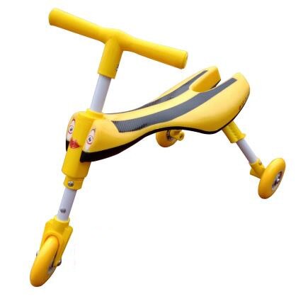 Triciclo para andador para niños de 1-2-3-6 años, scooter plegable Mantis de tamaño de coche, sin pedal, yo-yo: YELLOW