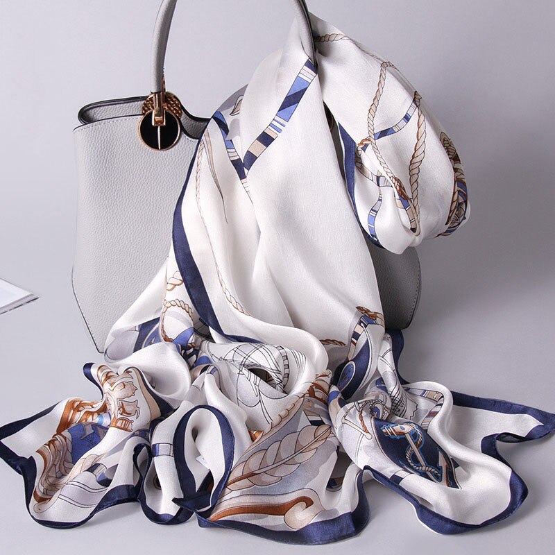 100% Silk Scarves Women Real Silk Scarf Wraps for Mom Printed Echarpe Long Natural Silk Foulard Femme Shawls: Color 10