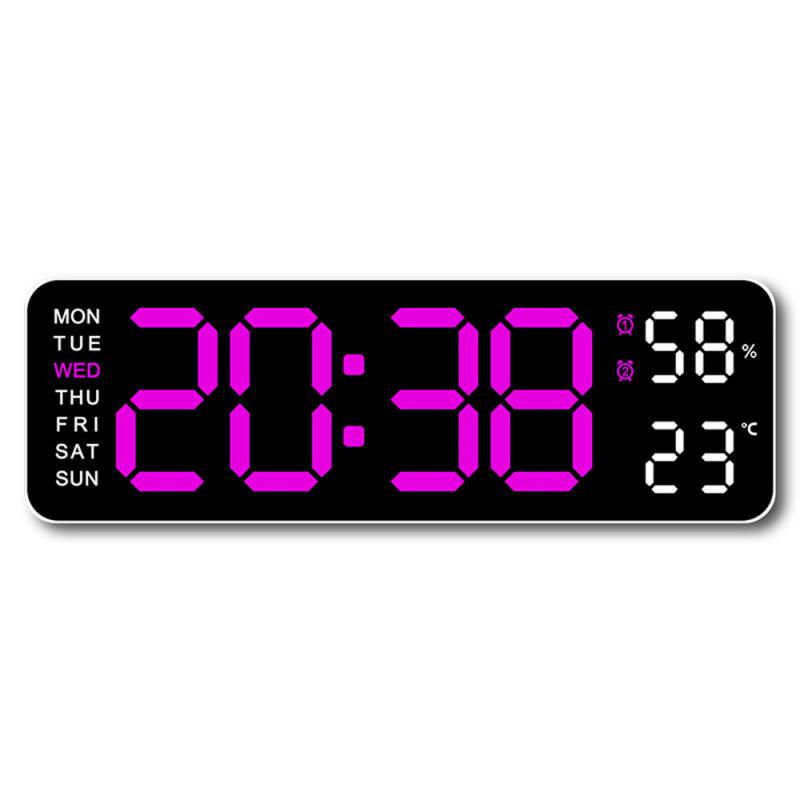 LED-Digital-Wanduhr, großes Anzeige, batteriebetriebener Wecker mit Temperatur, Datum, Woche, Schreibtisch und Wanduhr, Часы Espero: Schwarz