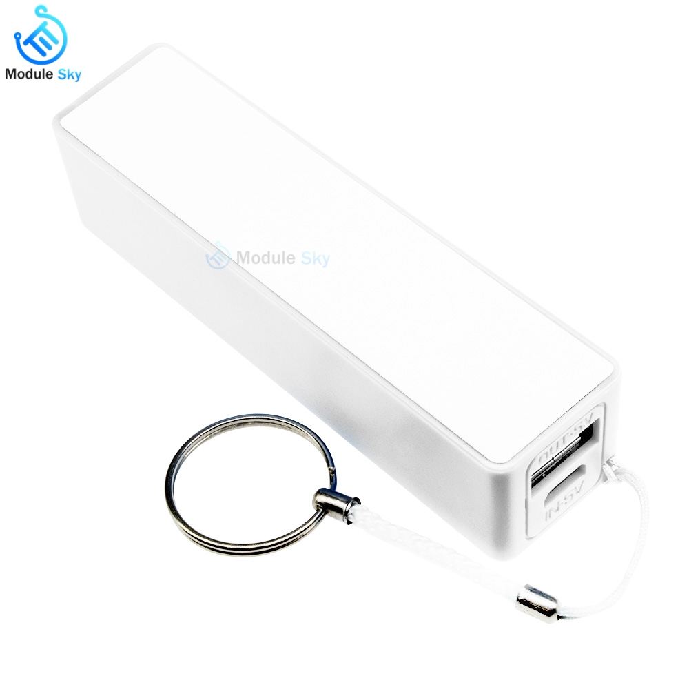Caixa de armazenamento de bateria 18650 power bank caso caixa titular leva com 1 slots para detector de metais usb power soporte organizador celular: BRANCO