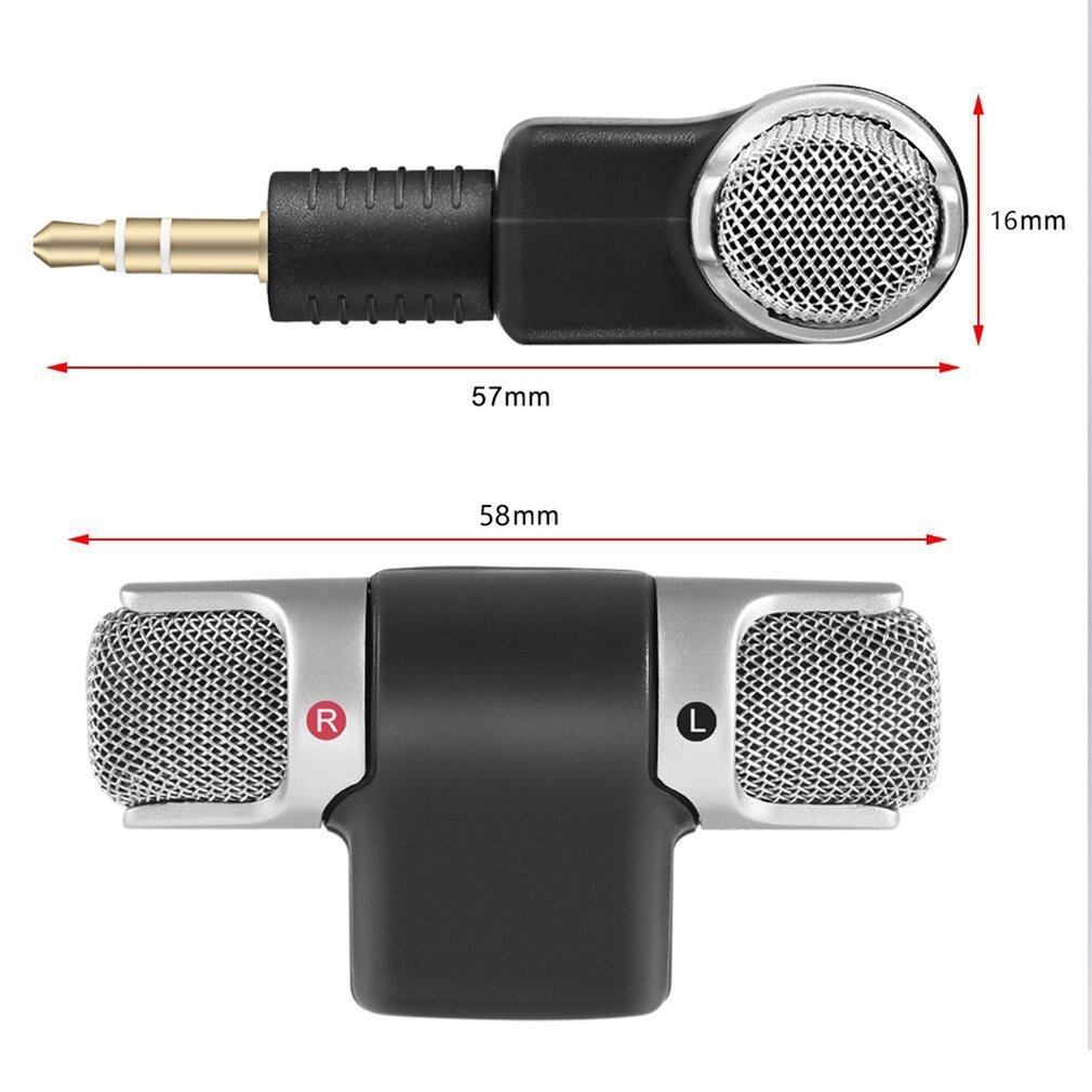 Portable Mini Stereo Recording Microphone Mic With 3.5mm Mini Jack For PC Laptop Notebook Left and Right Channel
