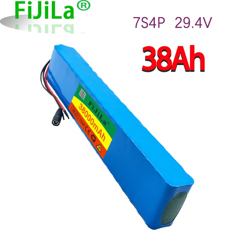 100% 7s4p 24 V 38000 MAH electric bicycle motor eBike scooter lithium ion battery pack 29.4V 18650 rechargeable battery