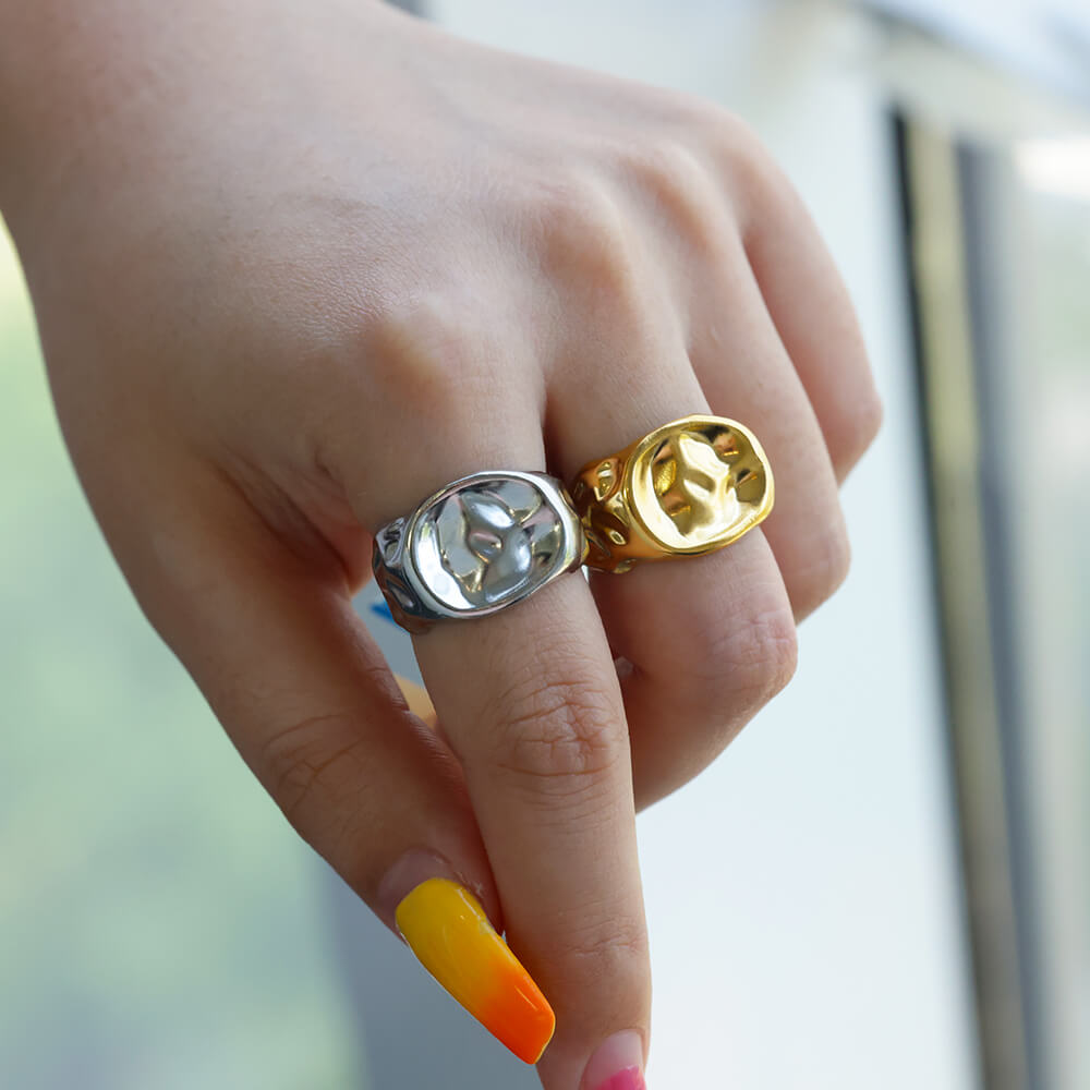 Onregelmatige Ringen Voor Vrouwen Goud Kleur Rvs Geometrische Ring Mode Eenvoudige Party Kerstfeest Sieraden Femme