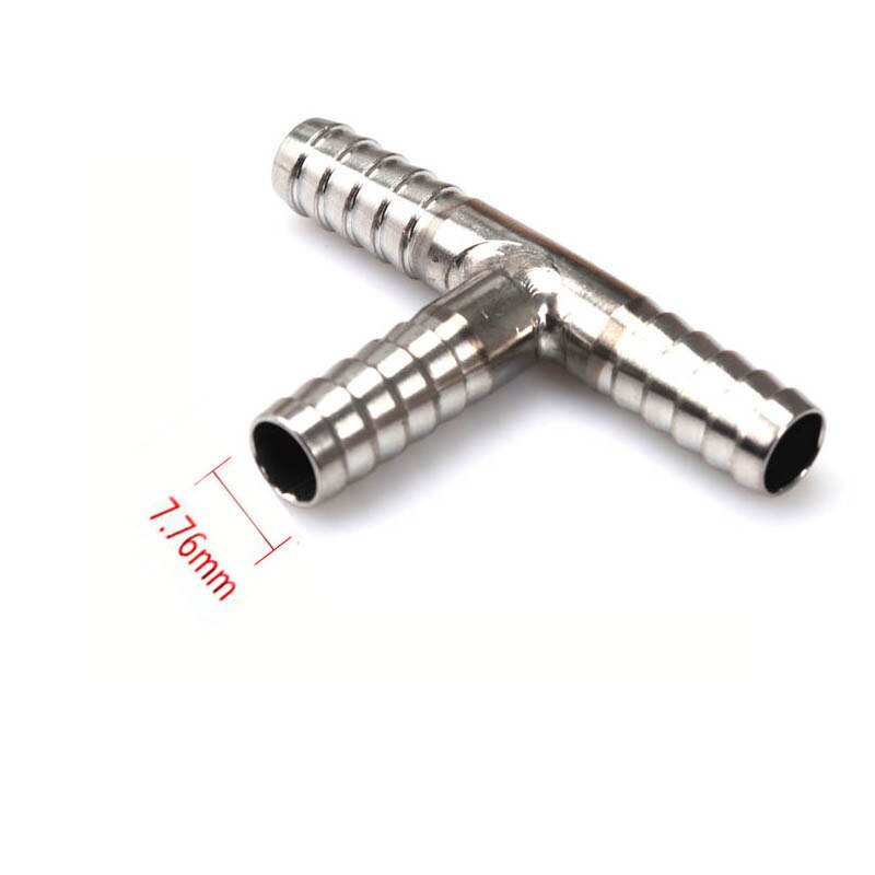 Y form u forme t forme korsform slangeadapter, rustfrit stål 1/4 "7mm barb fitting 3 måde tee barbed  co2 slange splicer homebrew: T formet