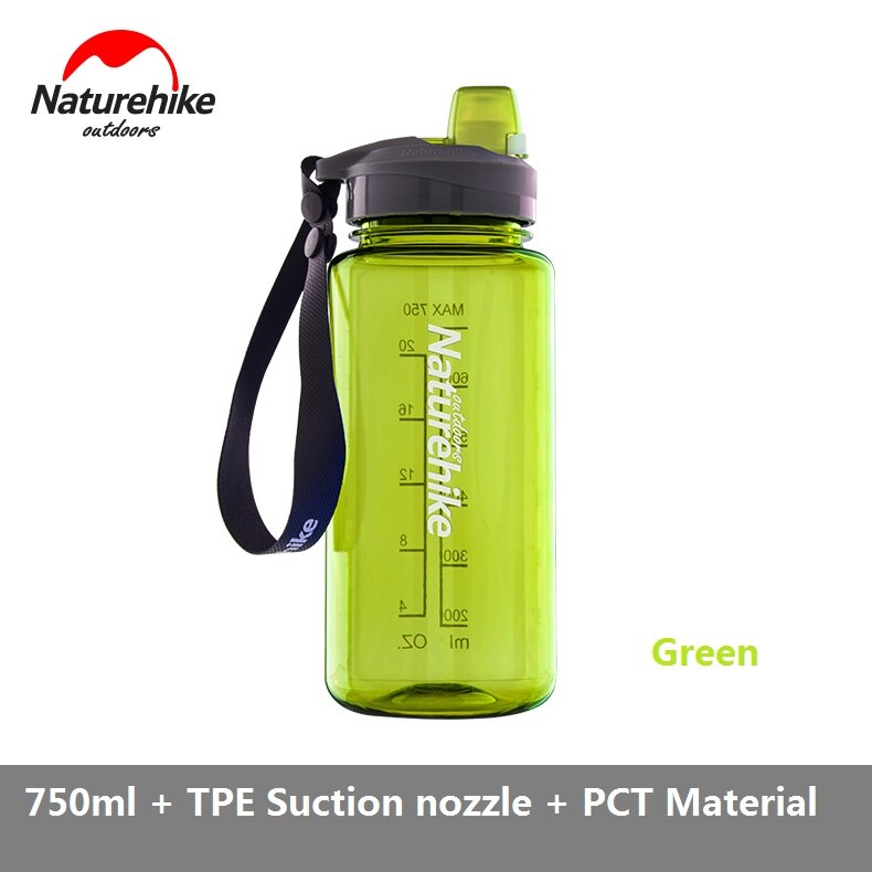 Naturehike 750Ml/1000Ml Sport Water Fles Plastic Outdoor Camping Wandelen Gym Fiets Fles Fda Standaard: 750ml Green