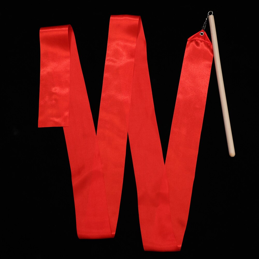 2 Stuks 2M Kleurrijke Ritmische Gymnastiek Lint Gymnastiek Dansen Lint Dansen Streamers Voor Kids Kinderen (Rood)