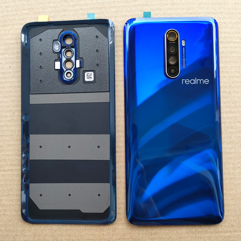 Para oppo realme x2 pro voltar capa de bateria traseira habitação porta vidro caso para realme x2 pro bateria capa com câmera lente substituir