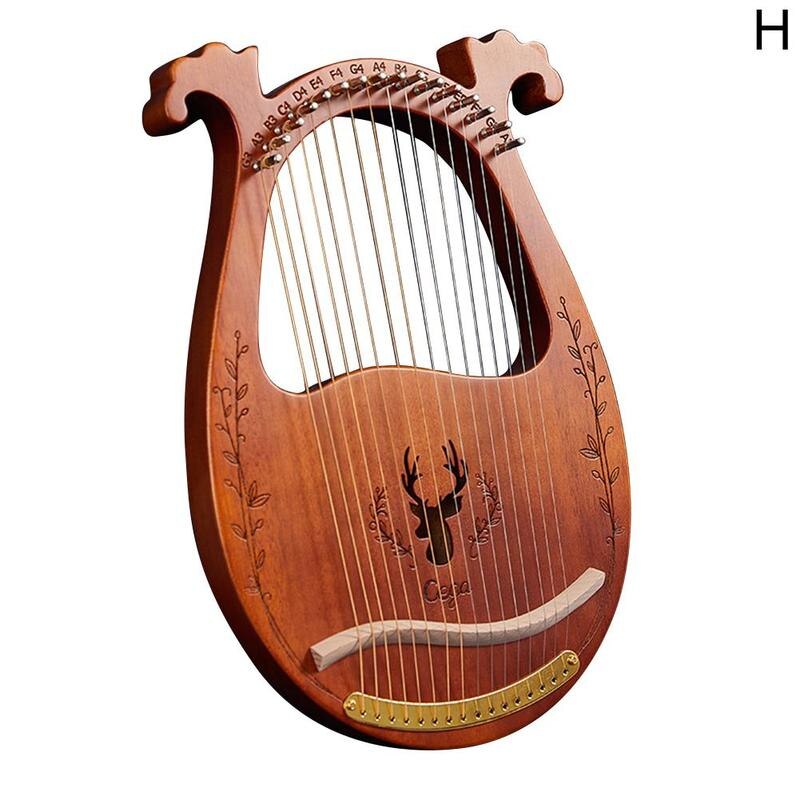 16-- tönige leierharfe, mahagoni, metallsaiten, knochensattel, stimmschlüssel, tuch mit leierharfe, klavier  o6 b 9: H
