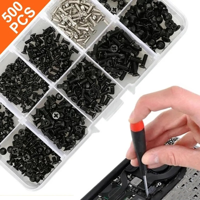 Kit de tornillos de repuesto para ordenador portátil, Mini tuercas de tornillo universales para Lenovo, Samsung, HP, herramientas de reparación, 500 unidades