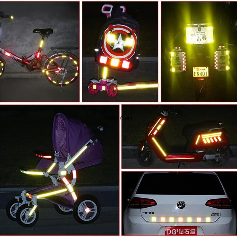 3M-Cinta adhesiva reflectante para bicicleta, tira de seguridad blanca, roja, fluorescente, amarilla, Reflector, pegatina para coche, 2,5 cm de ancho