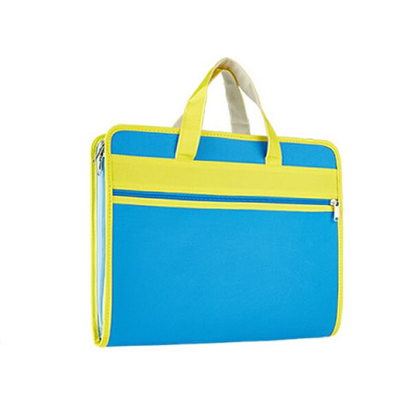 Bolsa de órgano creativa carpeta multicapa tela Oxford A4 Portable con cremallera información maletín bolsa de papel: Azul