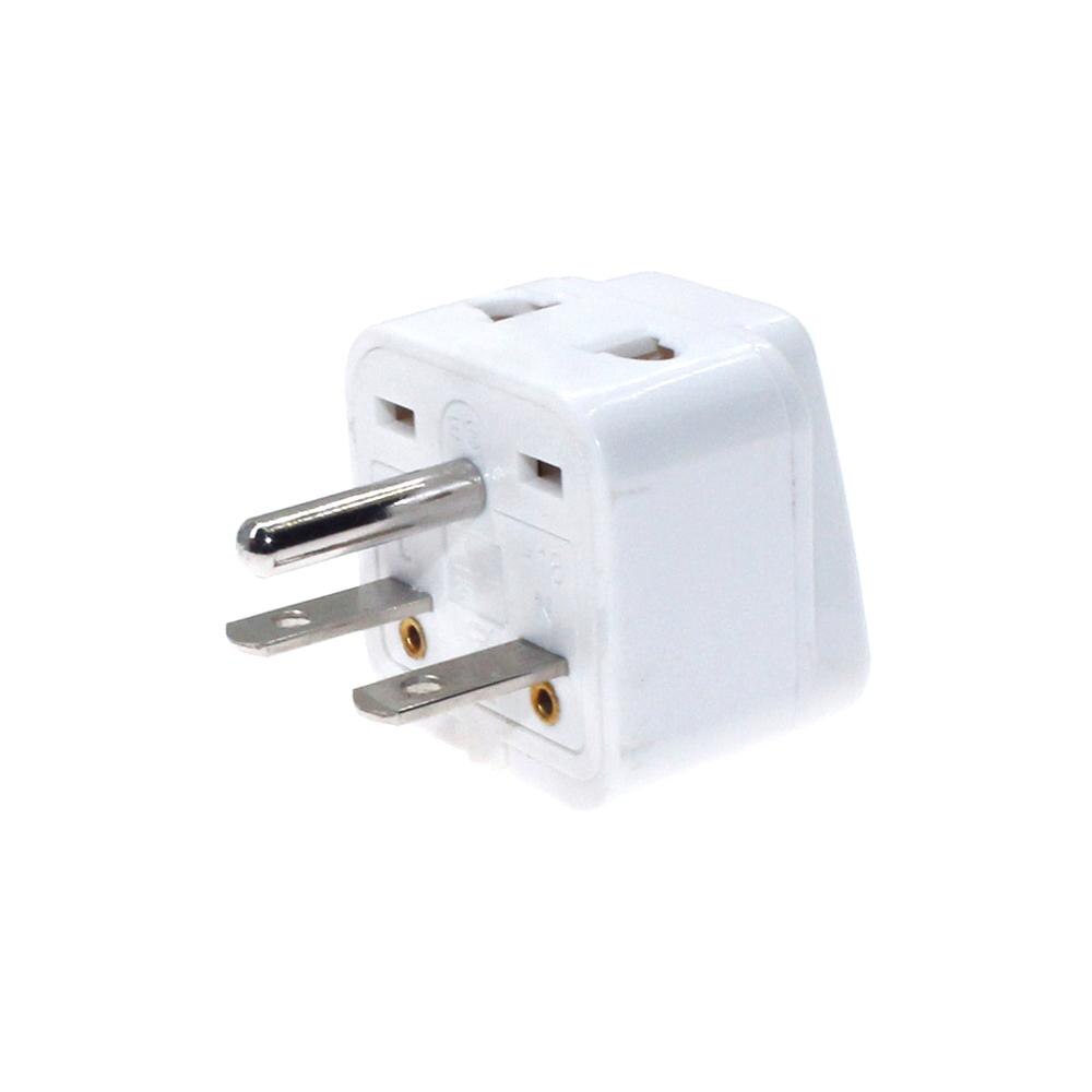 Universal EU/US/AU/UK To North American Nema 6-15P 1 Round, 2 Horizontal Pins Electrical Plug 10A 250V Home Converter: White