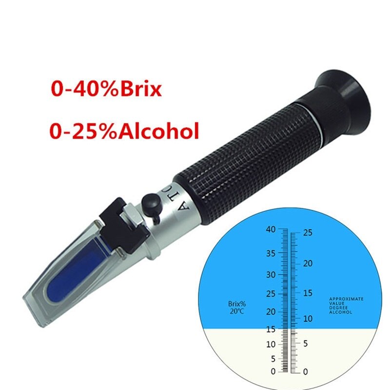 Drue vin refraktometer druesukker alkohol koncentration 0 ~ 25%  alkohol 0 ~ 40%  brix brydningsmåler atc brix analyzertool