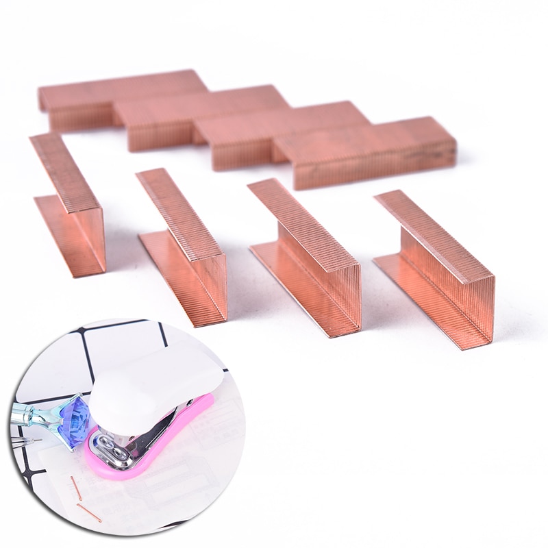 1000 Stks/partij 24/6 Metalen Nietmachine Rose Gold Nietjes Home School Stationaire Office Supply