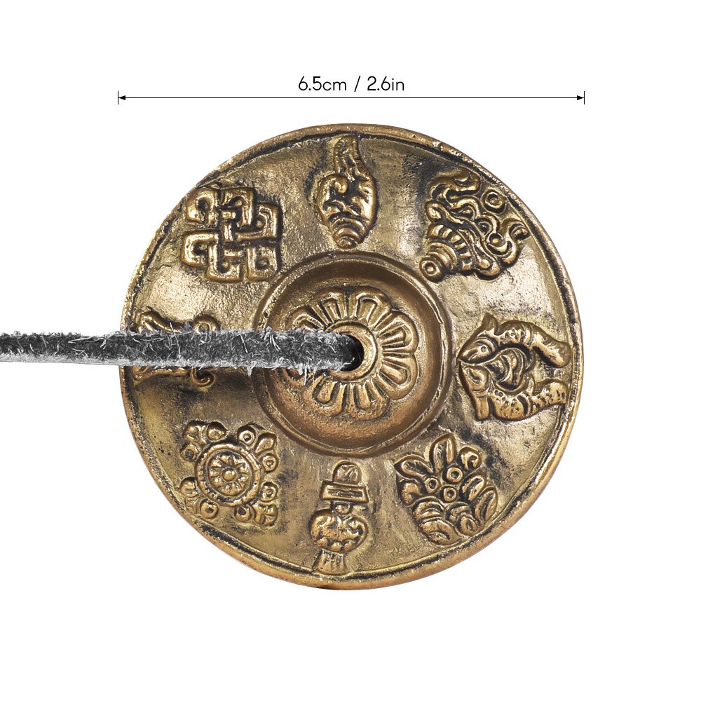 2.6in/6.5cm håndlavede tibetanske meditation tingsha bækken klokke med buddhistiske de otte lykkebringende symboler