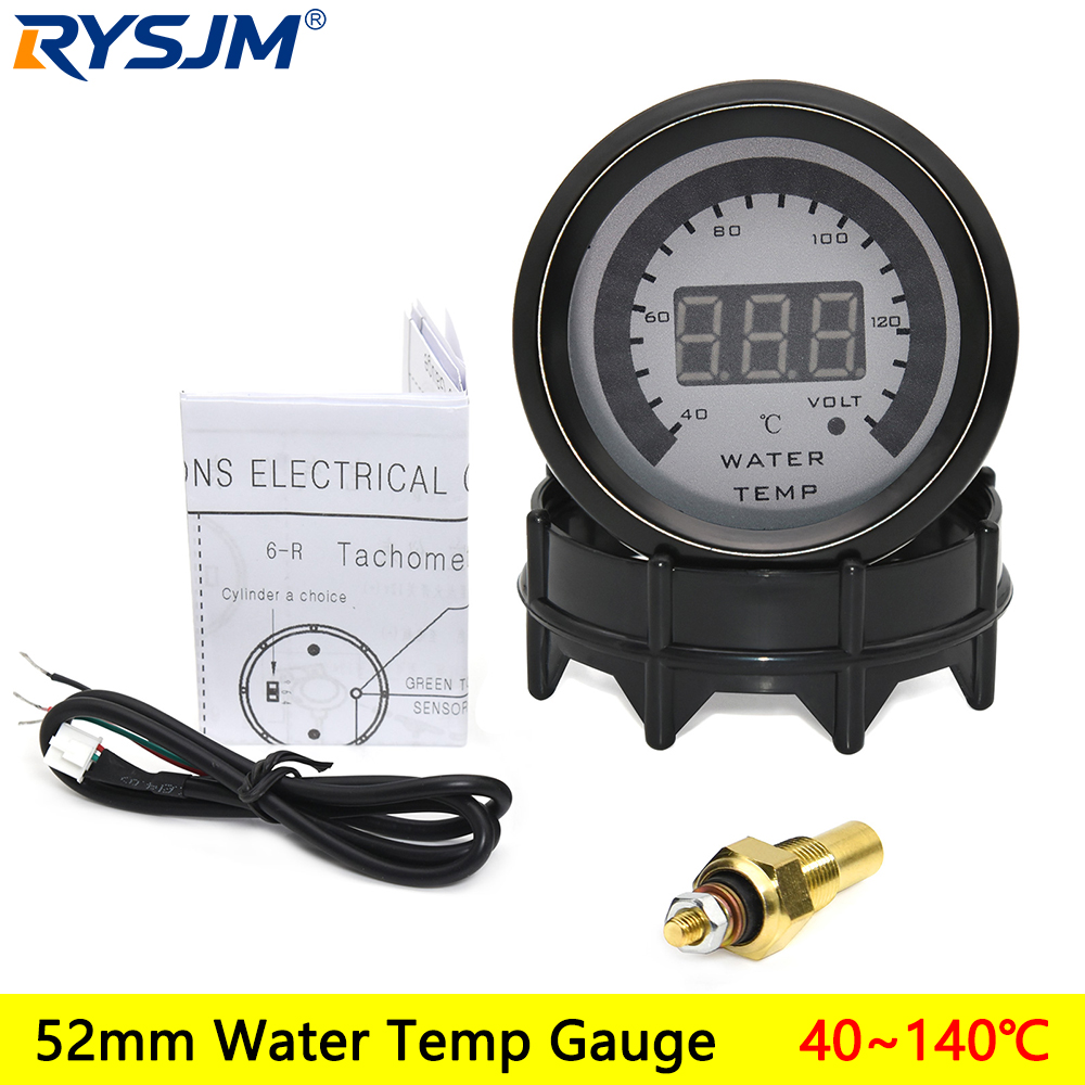 52MM Digitales LED-Boost-EXT-Abgastemperatur-Messgerät, Voltmeter, Spannungs-Luft-Kraftstoff-Verhältnis-Anzeige, Öldruck- und Öltemperaturmesser, Auto-Messgerät: Elfenbein