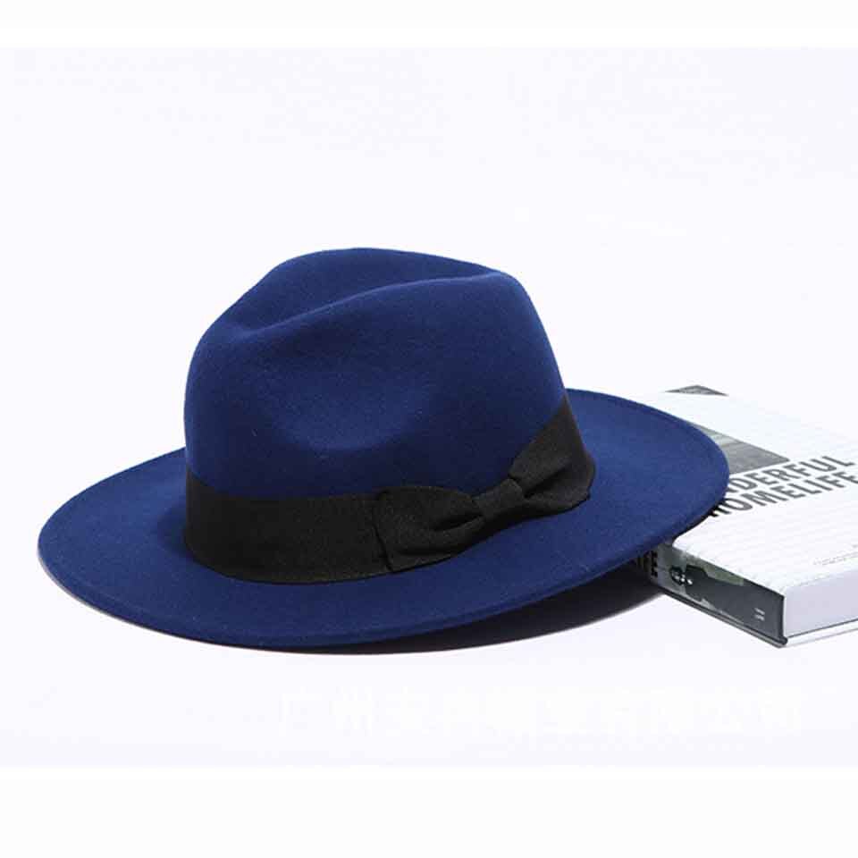 Herenhoed met brede rand, 7cm vilten hoeden, wollen fedora hoed met zwarte strik voor dames, heren, dames, winter, herfst, jazzhoed