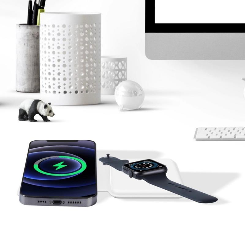 2 In 1 Magnetic Wireless Charger Stand Qi 15W Fast Charging Dock Station For Apple Watch IWatch 5 4 3 For IPhone 12 11 XS XR X 8