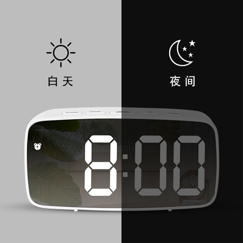 LED Mirror Digital Clock Alarm Battery USB Charging Date Temperature Display Snooze Funtion Electronic Watch Home Office Decor