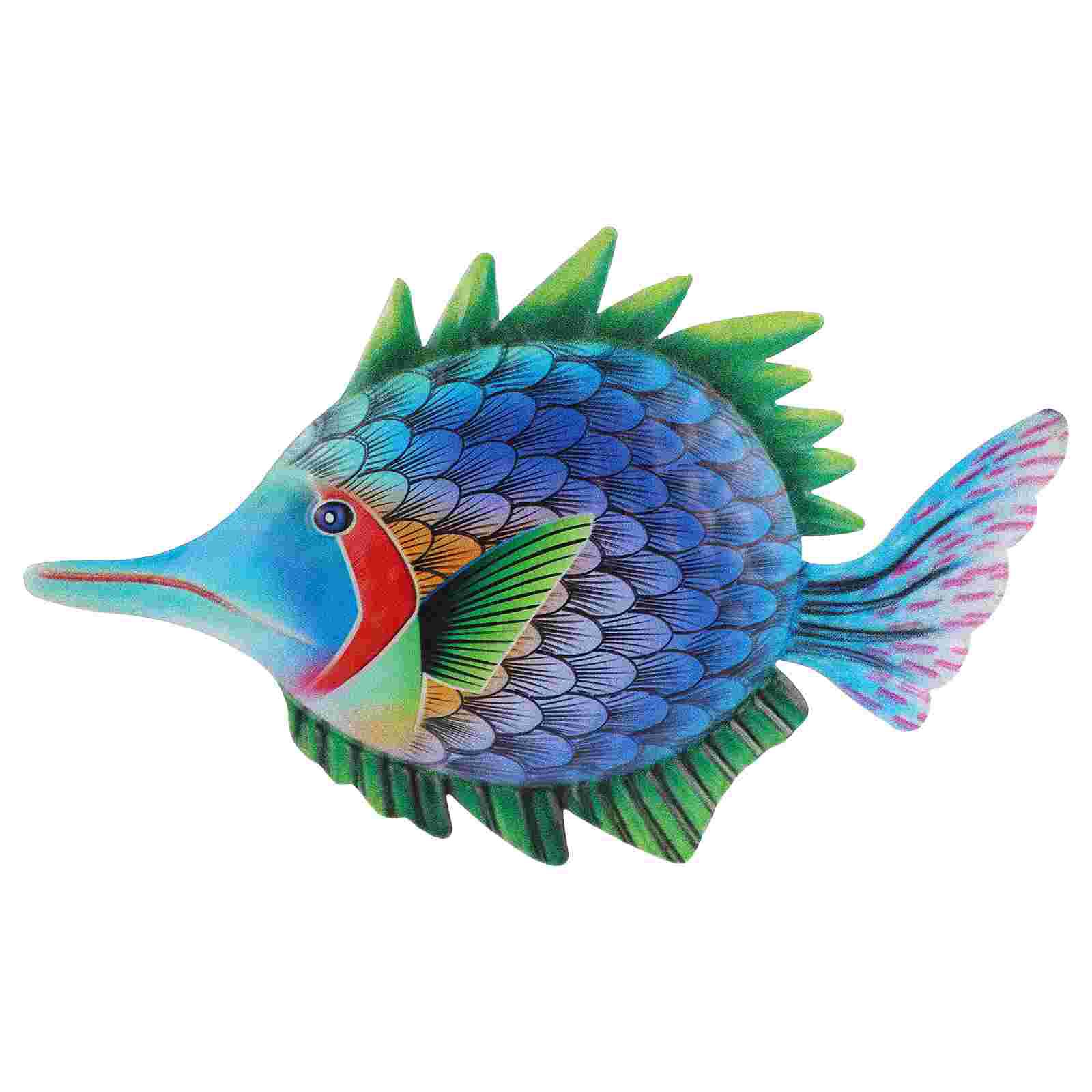 Metal Ocean Fish Wall Decor Outdoor Indoor Art Sculpture Hanging Decoration: Blue