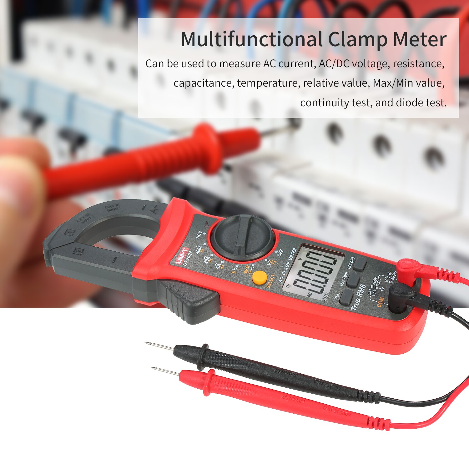UNI-T UT202+ 4000 Counts Digital Clamp Meter True RMS Multimeter Clamp Ammeter Voltage Meter NCV Test Universal Meter Tester