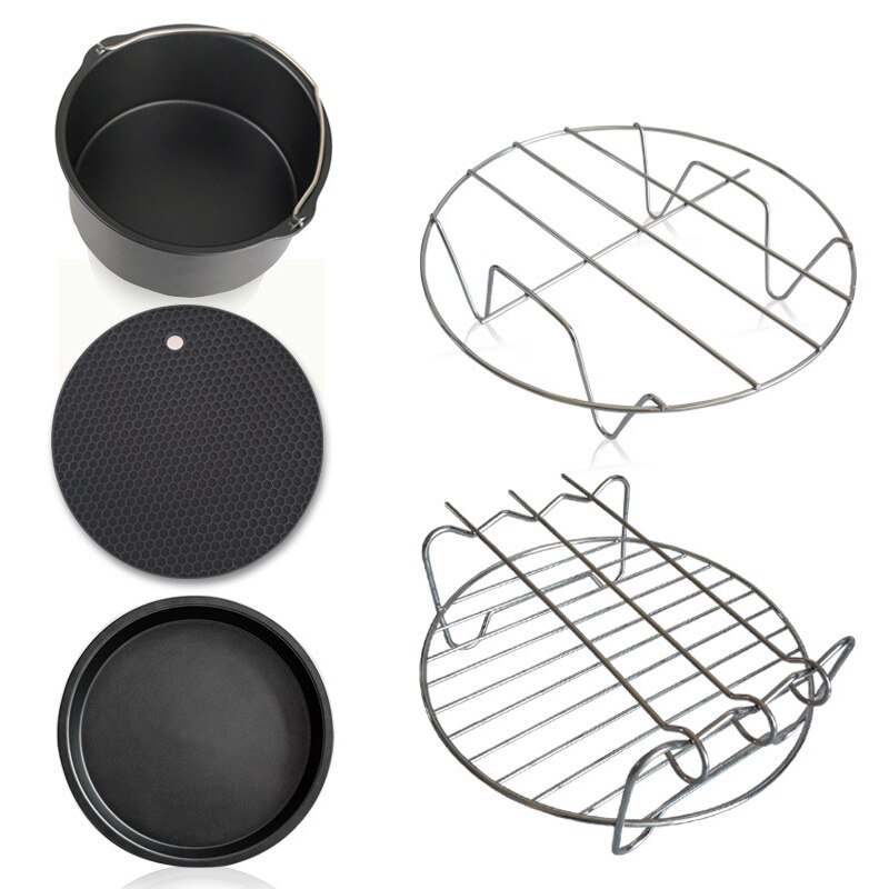 5 Stks/set 7 Inch Ronde Lucht Friteuse Multifunctionele Pizza Pot Rack Bakken Isolatie Pad Rack Pad Thuis Keuken air Friteuse Accessoires: 5PCS