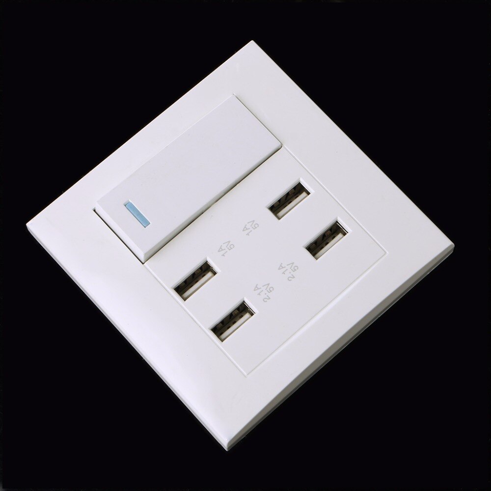 220V 10A Wall Switch Socket 4 Port USB Charger Power Outlet Adapter Panel Intelligent Charger Sockets